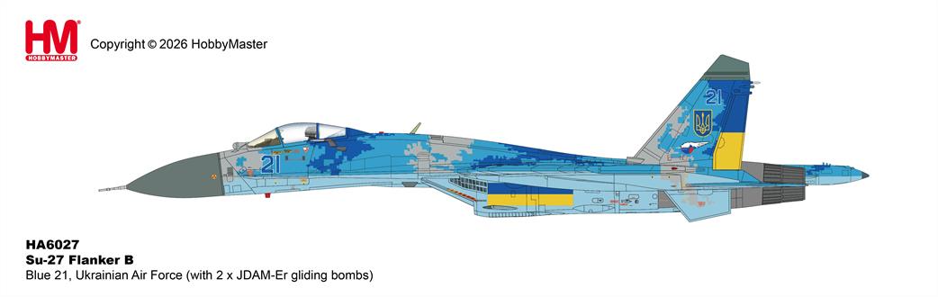 Hobby Master 1/72 HA6027 Su-27 Flanker B Blue 21 Ukrainian Air Force Aircraft Model