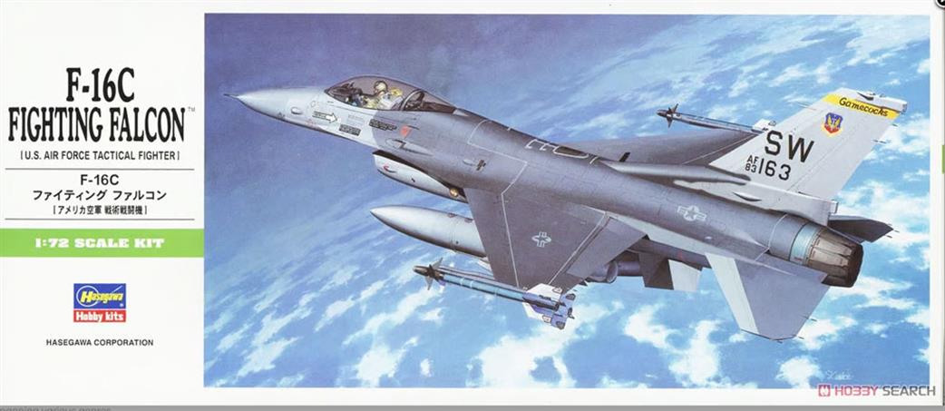 Hasegawa 1/72 00232 F-16C Plus Fighting Falcon US Airforce Tactical Fighter Kit