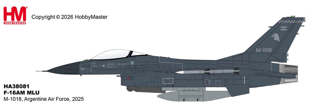 Hobby Master 1/72 HA38081 F-16AM MLU M-1018, Argentine Air Force, 2025 Aircraft Model