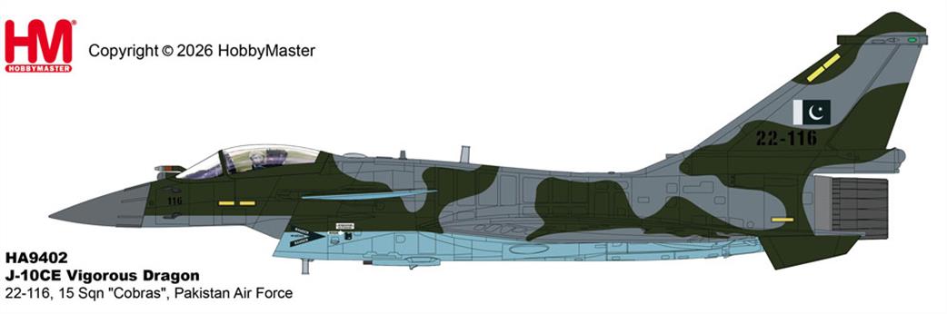 Hobby Master 1/72 HA9402 J-10CE Vigorous Dragon Cobras Pakistan AF Diecast Aircraft Model