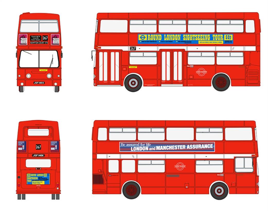 EFE 1/76 E43002 Daimler Fleetline DMS146 London Transport Route 267 Hampton Court Stn