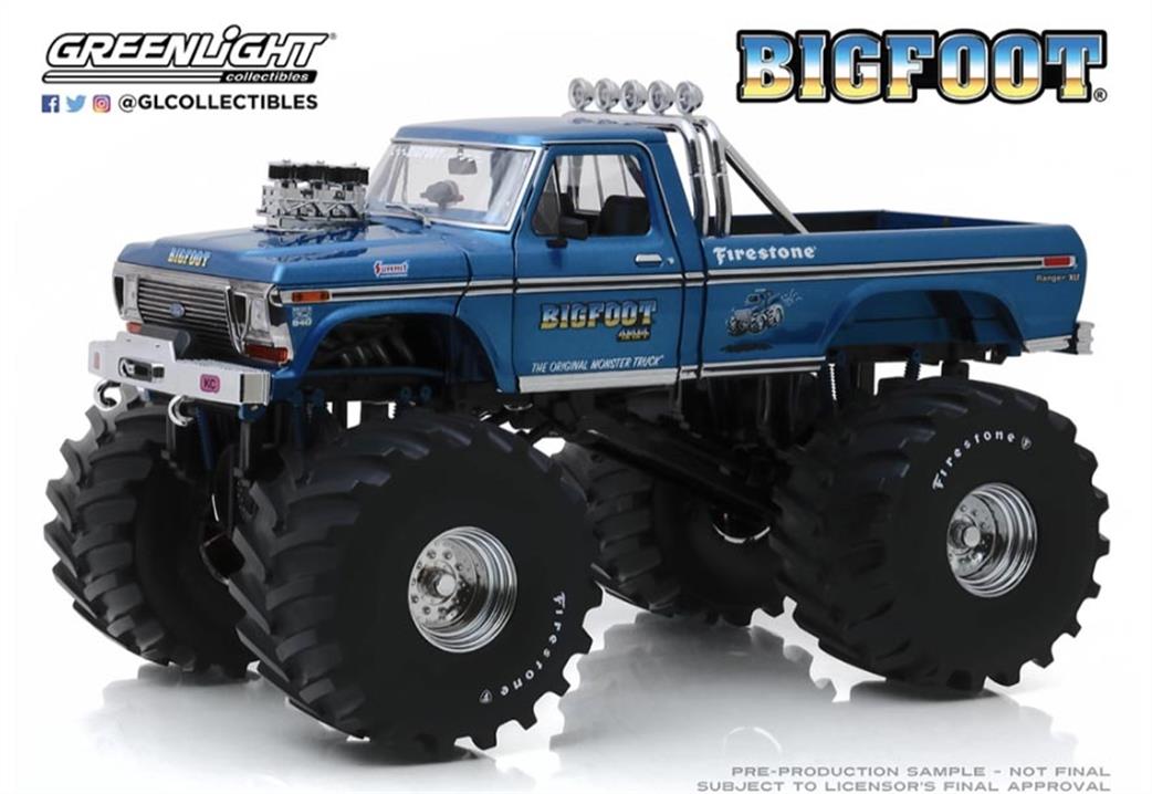 Greenlight 1/18 13541 Bigfoot No.1 - Kings Of Crunch-1974 Ford F-250 Monster Truck 66” Tyres Diecast Model