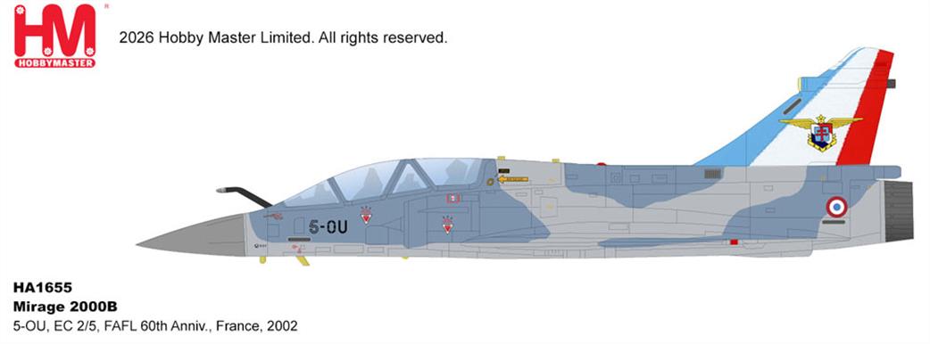 Hobby Master 1/72 HA1655 Mirage 2000B FAFL 60th Anniversary 2002 Diecast Aircraft Model