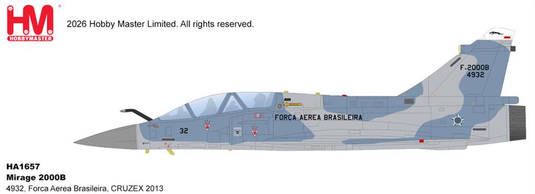 Hobby Master 1/72 HA1657 Mirage 2000B Forca Aerea Brasileira Cruzex 2013 Diecast Aircraft Model