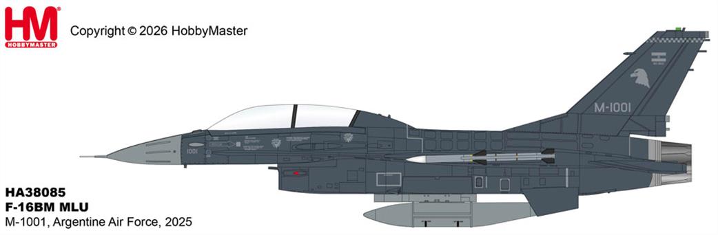 Hobby Master 1/72 HA38085 F-16BM MLU M-1001 Argentine Air Force 2025 Aircraft Model