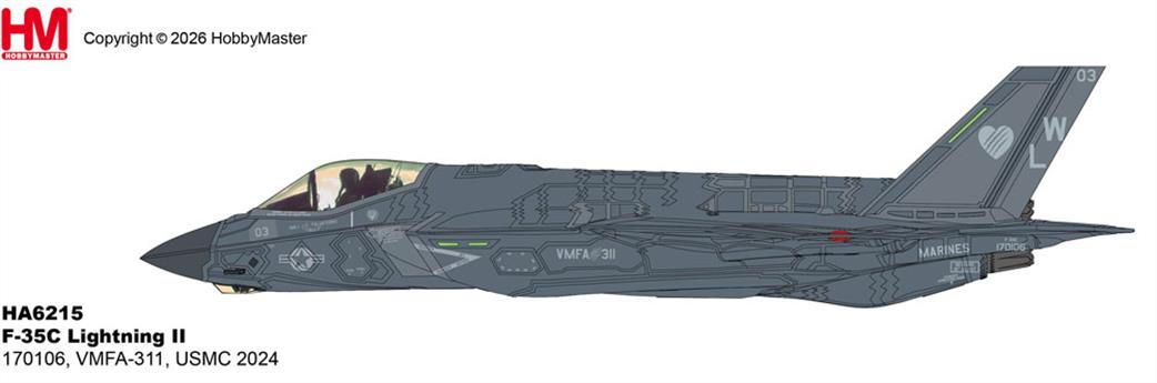 Hobby Master 1/72 HA6215 F-35C Lightning II VMFA-311 USMC 2024