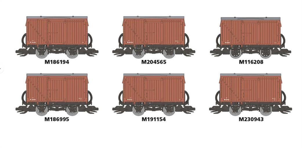 Peco TT:120 TTR61303 Set of 6 BR Brown Box Vans