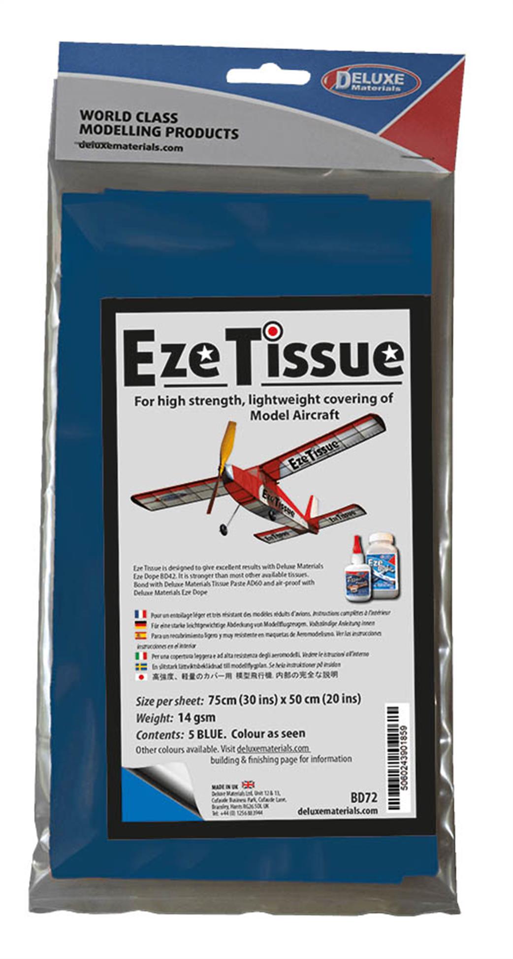 Deluxe Materials  BD72 Eze Tissue Blue 5 sheets per Pack