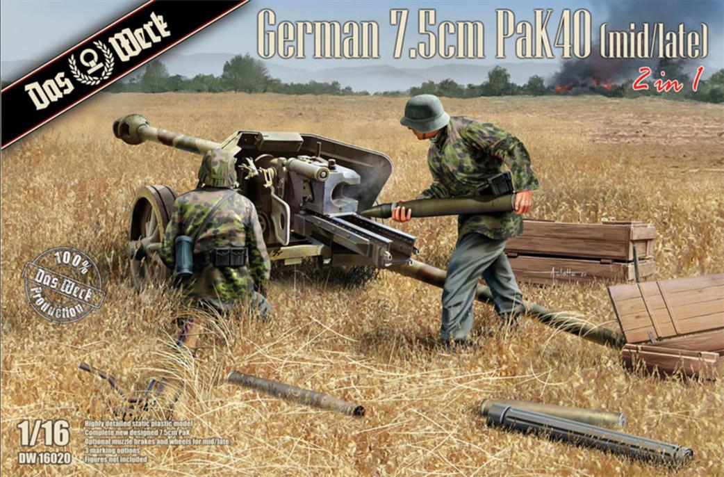 Das Werk 1/16 16020 German 7.5cm Pak 40 Mid/Late Anti Tank Gun Plastic Kit