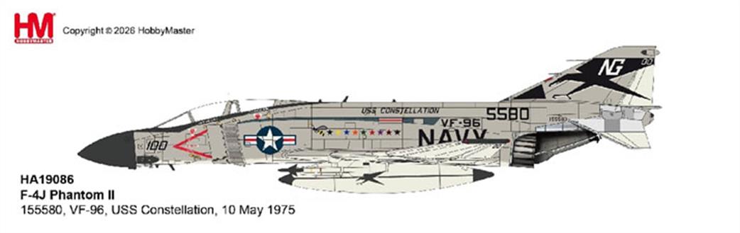Hobby Master 1/72 HA19086 F-4J Phantom II VF96 USS Constellation Diecast aircraft model