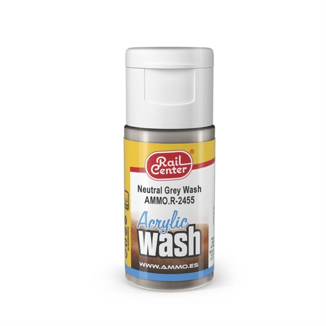 Ammo of Mig Jimenez  AMMO.R-2455 Rail Center Neutral Grey Acrylic Wash 15ml