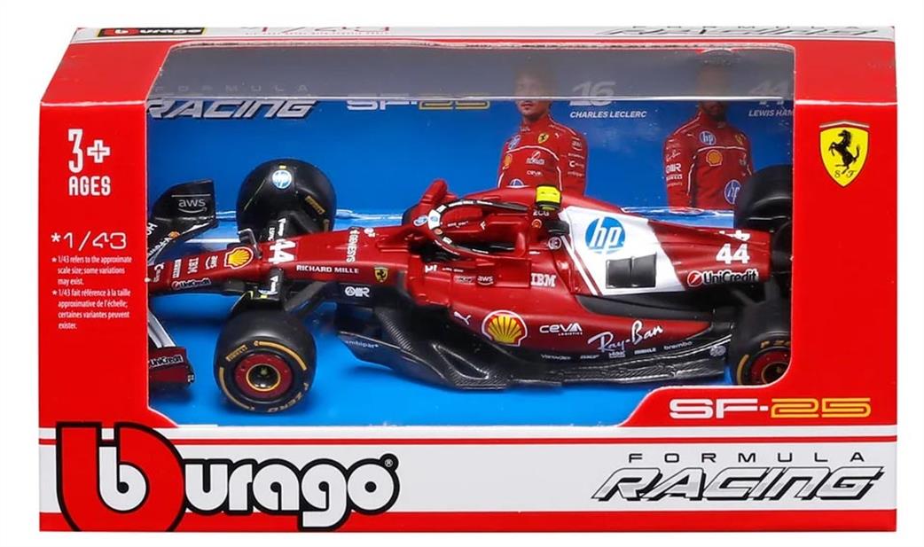 Burago 1/43 B18-36853H F1 2025 Ferrari SF-25 Hamilton