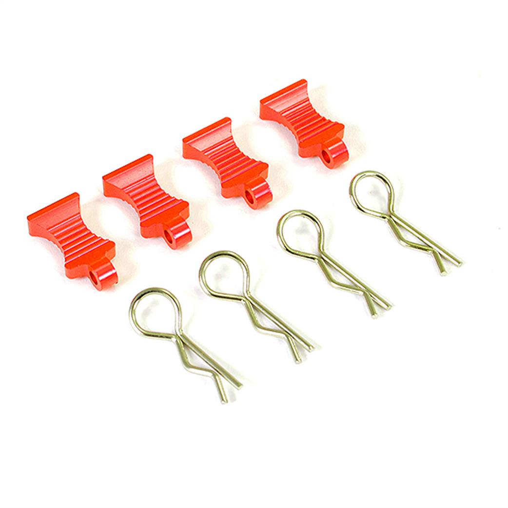 Fastrax  FAST206AR Pull Tab Body Clip & Red Alu Tab Pack of 4