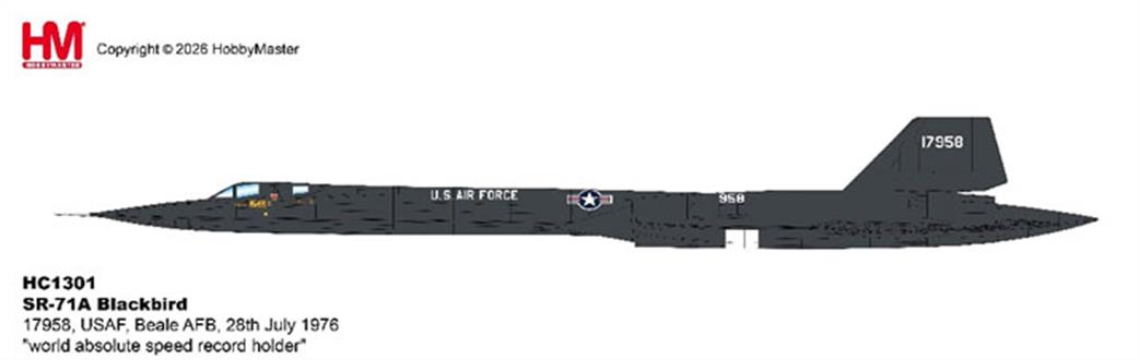 Hobby Master 1/72 HC1301 SR-71A Blackbird U.S.A.F Beale AFB world absolute speed record holder