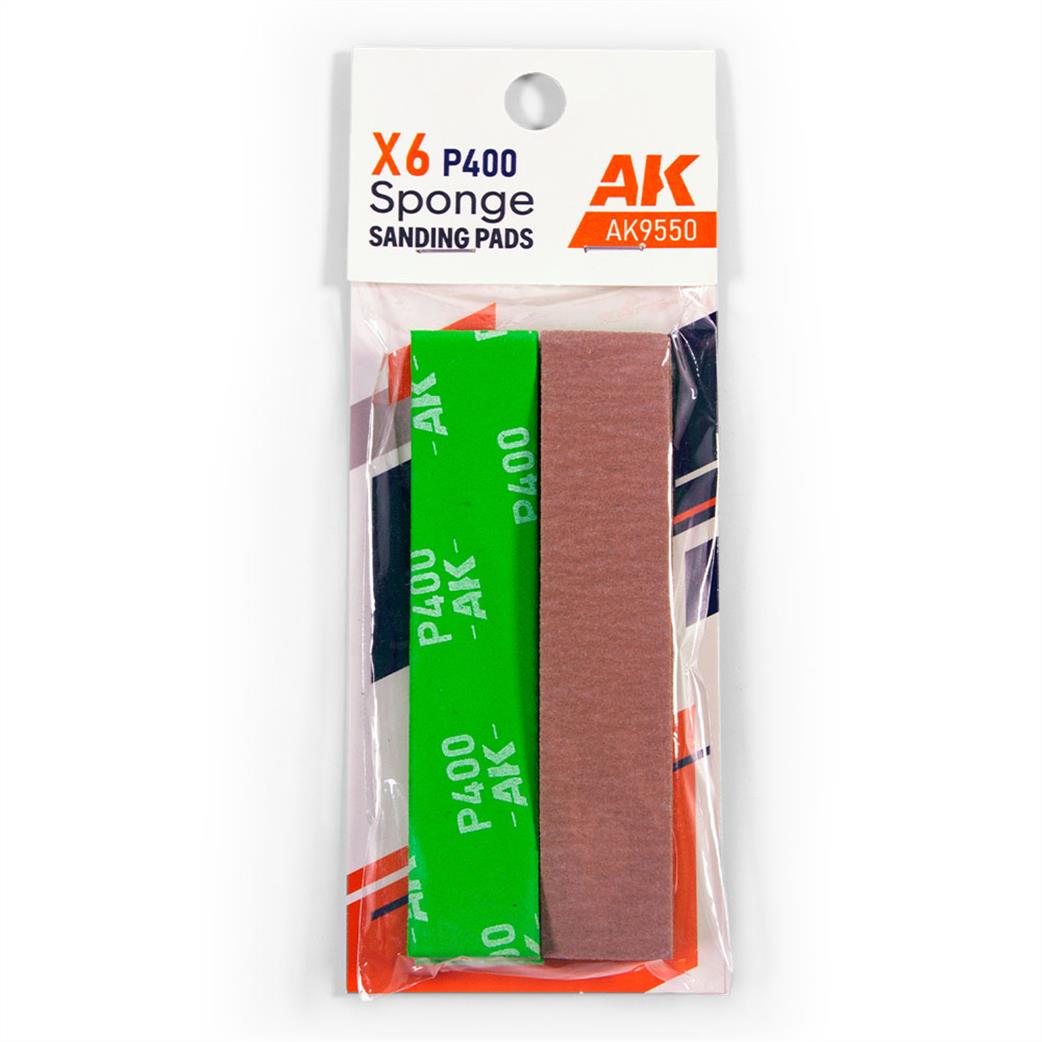 AK Interactive AK9550 Sponge Sanding Pads P400 Pack of 6