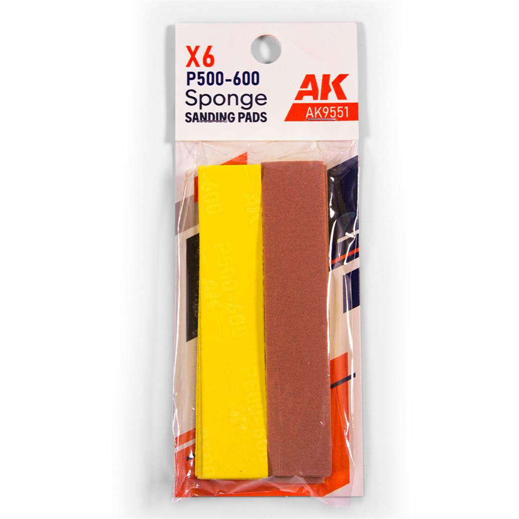 AK Interactive AK9551 Sponge Sanding Pads P500-600 pack of 6