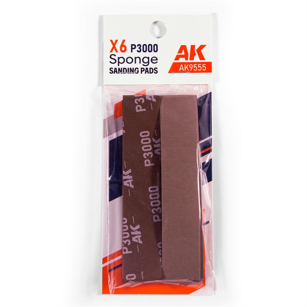 AK Interactive AK9555 Sponge Sanding Pads P3000 Pack of 6