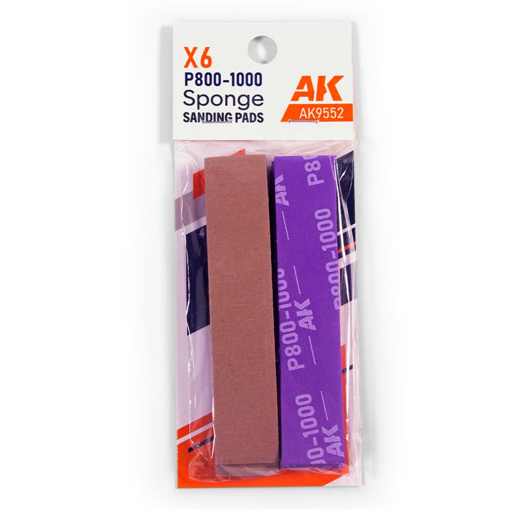 AK Interactive AK9552 Sponge Sanding Pads P800-1000 pack of 6