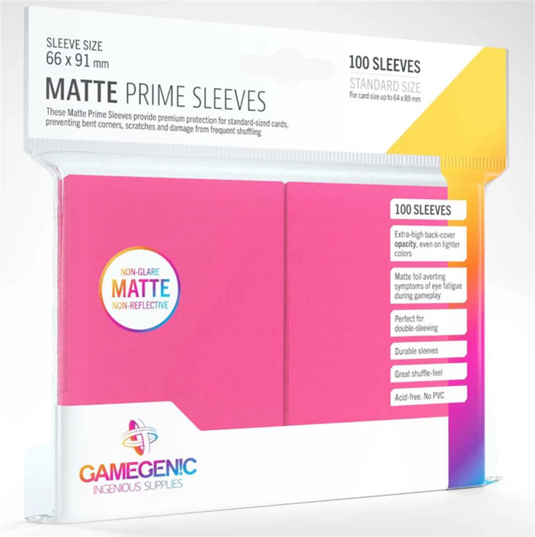 GameGenic GGS10036ML 100 Pink 66 x 91mm Matte Prime Sleeves