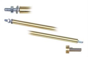These steel shaft propeller shafts are supplied with a 4mm metric thread and with a brass bushed tube of 8mm diameter.Â Each endÂ has aÂ 4mm thread, nut and washer. To seal the shaft pack with vaseline or thick grease. The length quoted relates to the tube length, the shaft protrudes 1" from the tube