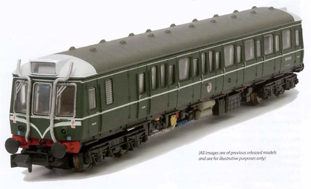 Dapol 2D-009-007 BR W55025 Class 121 Pressed Steel Single Car DMU Green with Speed Whiskers N
