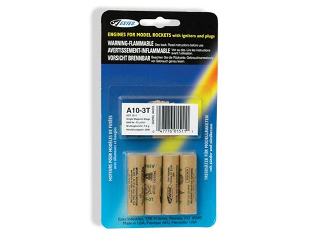 Estes  ES1511 A10-3T Rocket Motors Pack of 4