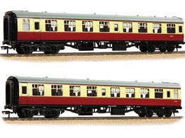 Detailed model of the British Railways mark 1 TSO second class open plan seating coach number E3774 equipped with BR1 bogies and finished in crimson and cream livery.