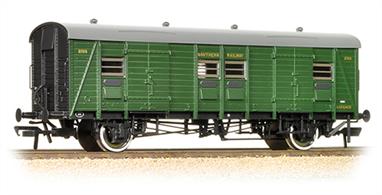A finely detailed model of the Southern Railway 4-wheel passenger luggare van. These were a standard Southern design, originally created for the SECR, with examples still being built in the early 1950s.This model is painted in the Southern Railway green livery. Era 3