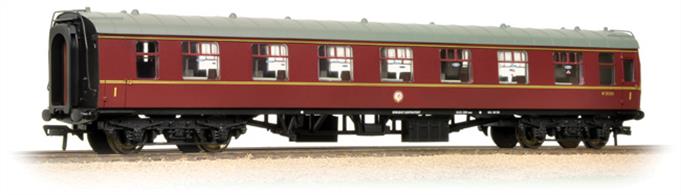 Bachmann Branchline 39-241 OO Gauge BR Mk1 FO First Open Maroon LiveryAn excellent model of the BR Mk.1 design first class open plan seating coach. Many of these coaches were built to provide seating coaches to operate with a kitchen car, while standard first class coaches retained seating compartments. As demand for full meal service declined in the 1960s these coaches were redeployed as general service first class coaches. Businessmen found the tables useful to get some work done while travelling, leading to an increasing acceptance of the open plan seating arrangement for first class accomodation. Era 5