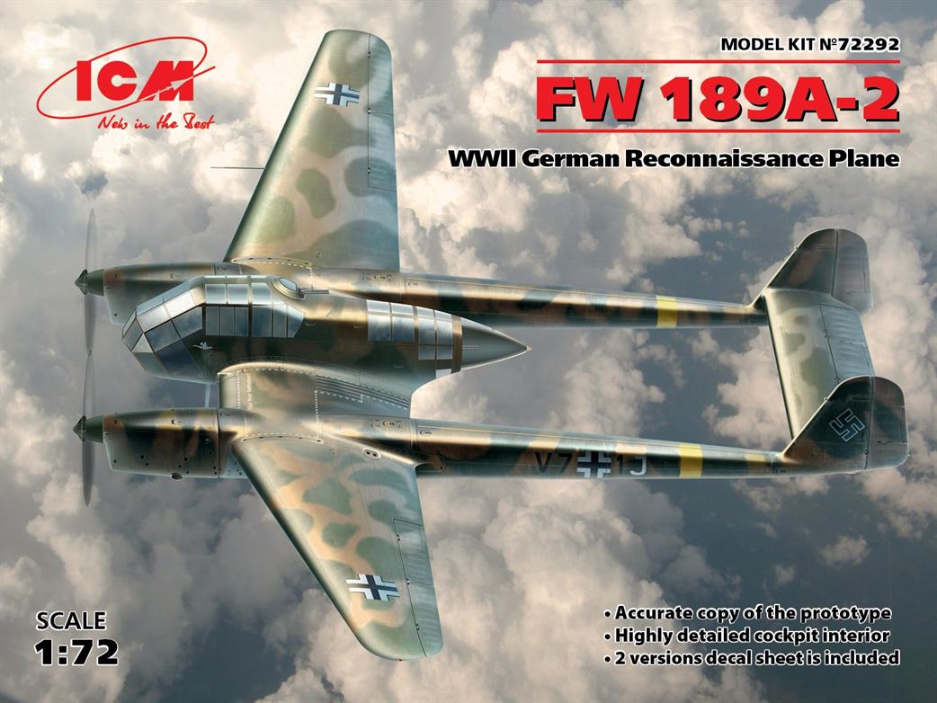 ICM 1/72 72292 Focke-wulf Fw-189A-2 German WWII Reconnaissance Plane
