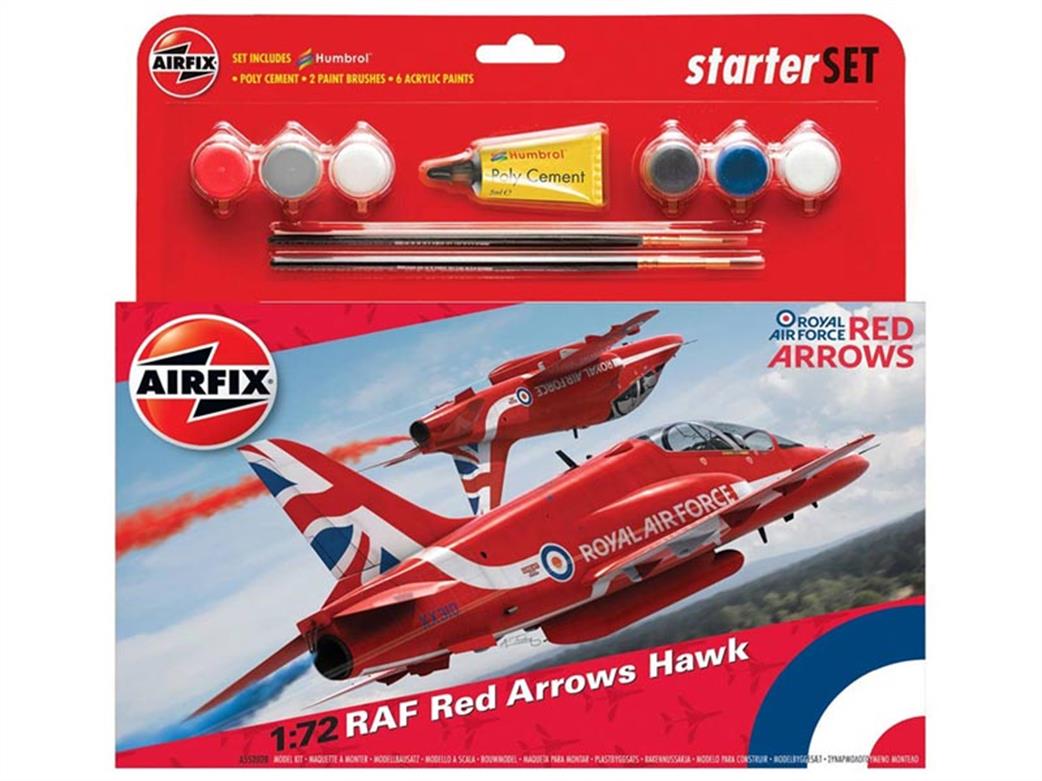 Airfix 1/72 A55202C RAF Red Arrows Hawk Medium Starter Gift Set