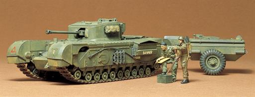 This is a re-issue of the classic Tamiya 35100 1/35 scale model kit of the Churchill Crocodile Tank