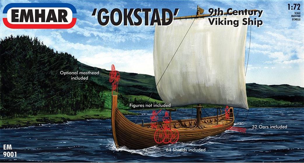 Emhar 1/72 9001 Gokstad 9th Century Viking Ship Kit