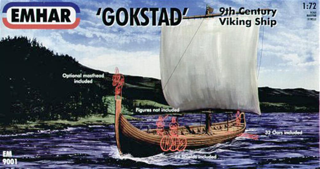 Emhar 9001 Gokstad 9th Century Viking Ship Kit 1/72