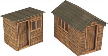 Kit contains one die cut garden shed and one&nbsp;smaller potting shed.Garden ShedLength 41mm. Depth 25mmPotting ShedLength 29mm. Depth 21mm.