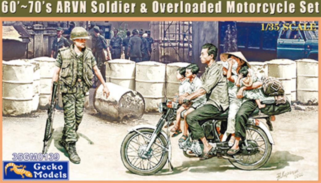 Gecko Models 1/35 35GM0139 60-70s ARVN Soldier & Overloaded Motorcycle Set