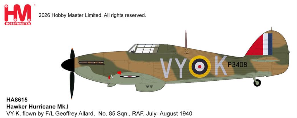 Hobby Master 1/48 HA8615 Hawker Hurricane Mk.1 Battle of Britain Sammy Allard