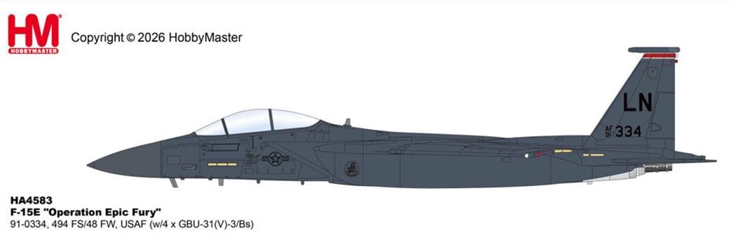 Hobby Master 1/72 HA4583 F-15E Operation Epic Fury Diecast Aircraft Model