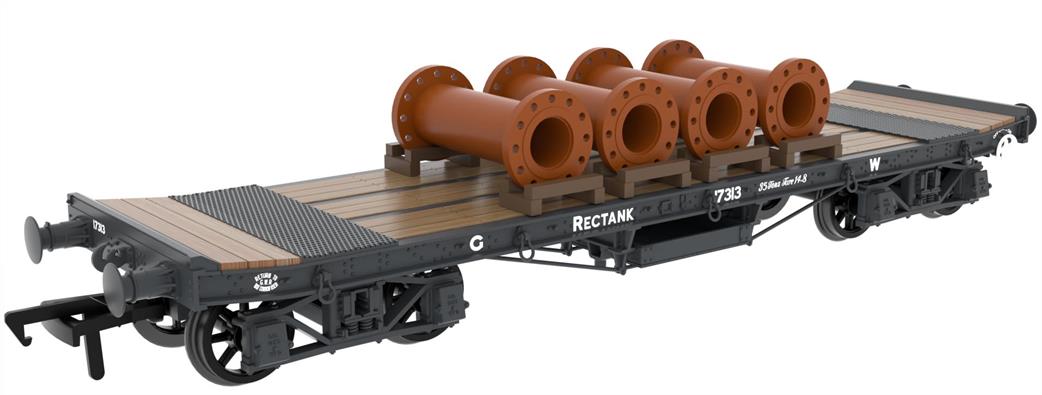 Rapido Trains OO 985007 WD 35T Rectank No.17313 GWR Grey Pipe Load