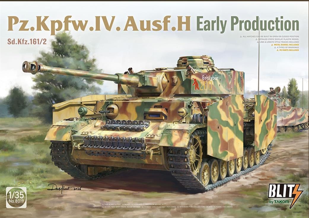 Takom 1/35 08019 Panzer IV Ausf H Meduim Tank Early Production SdKfz161/2 Kit