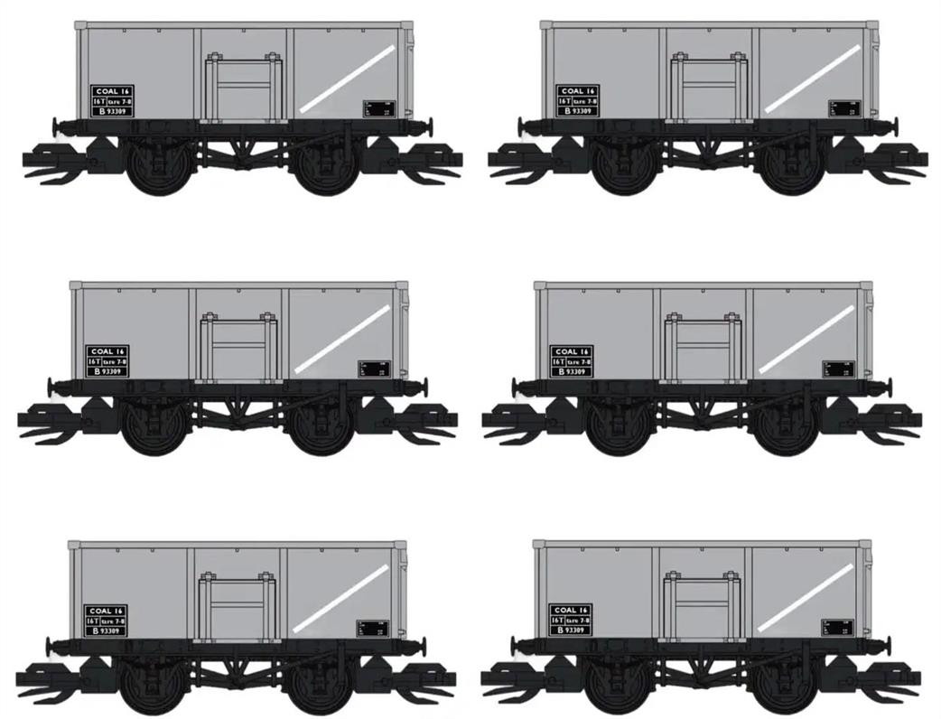 Peco TT:120 TTR61001 Set of 6 BR 16T Mineral Wagon MCO Unfitted