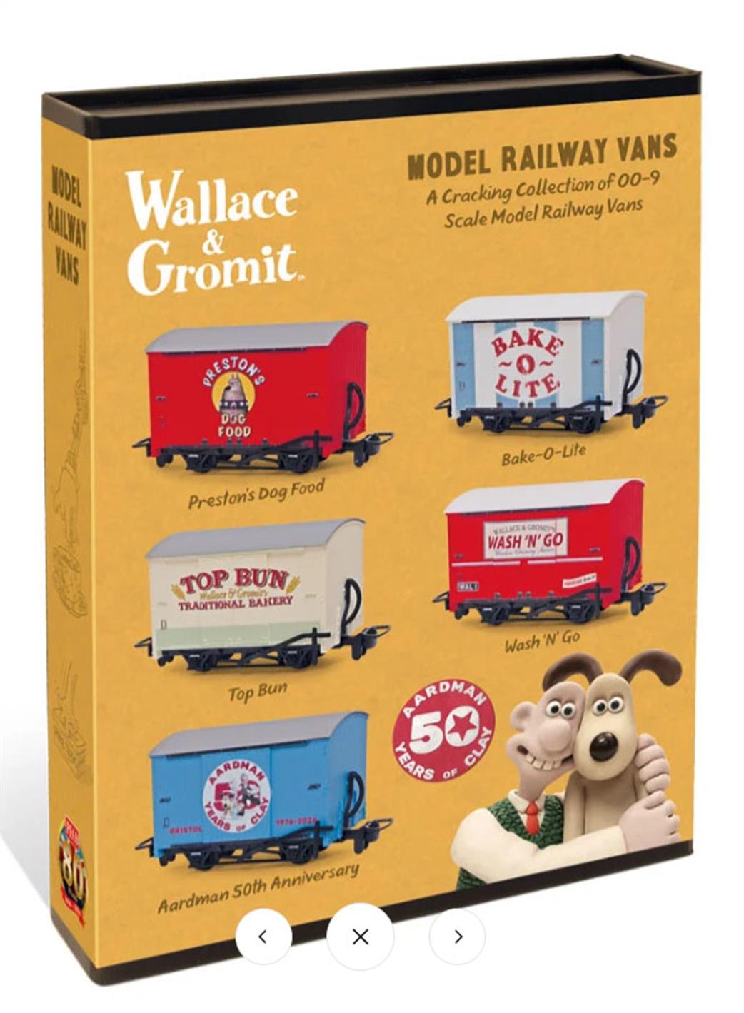 Peco OO9 GRAA050 Box Van Wallace & Gromit Aardman 50th Anniversary Wagon Collectors Set of 5