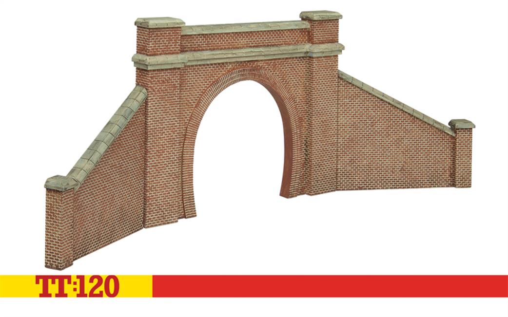 Hornby TT:120 TT9037 Single Tunnel Portals & Side Walls Red Brick Ready Painted Resin