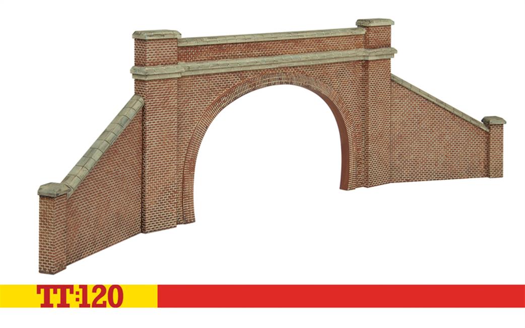 Hornby TT:120 TT9038 Double Tunnel Portals & Side Walls Red Brick Ready Painted Resin