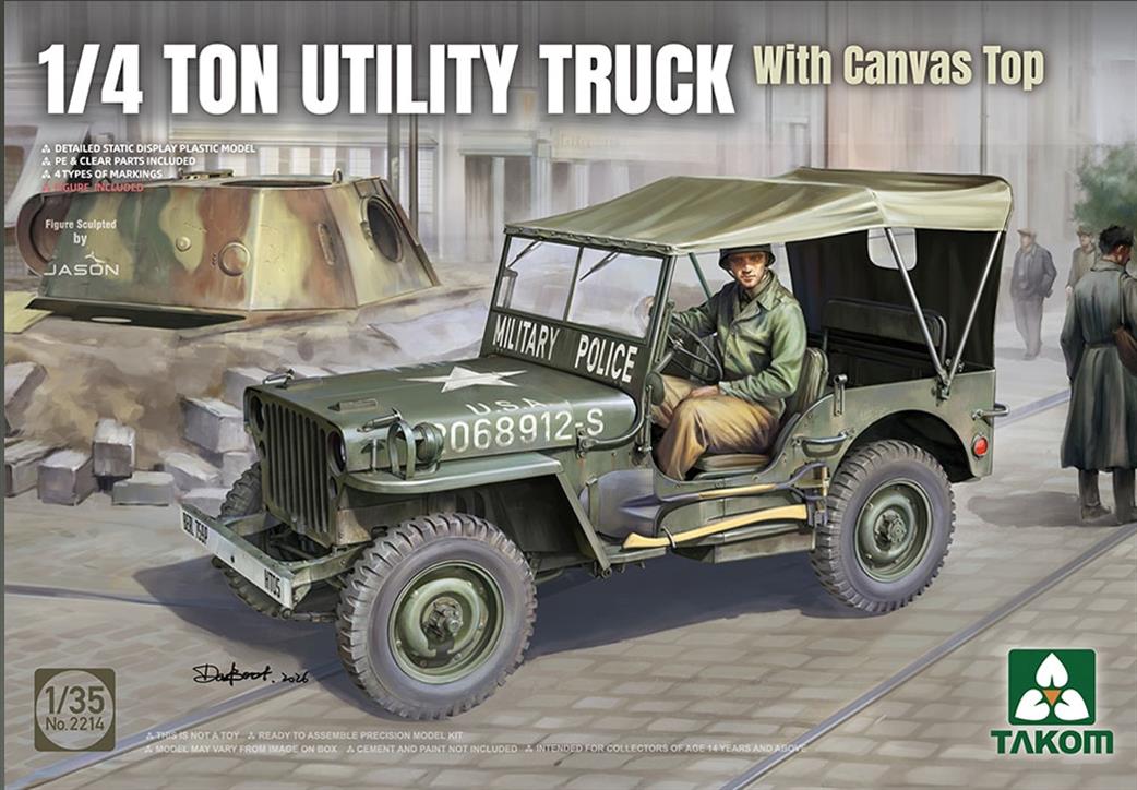Takom 1/35 02214 1/4 Ton Utility Truck with Canvas Top Kit