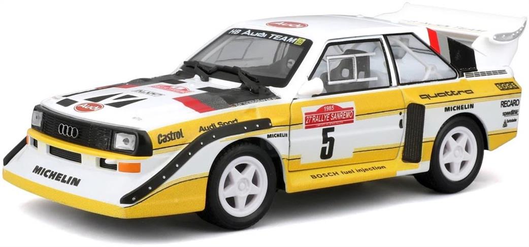 Burago 1/24 B18-28072 Audi Sport Quattro 1985 Group B Rally S1 E2 Diecast Model