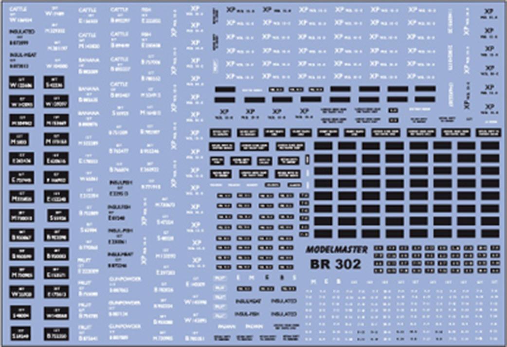 Modelmaster Decals OO BR302 British Railways Wagon Lettering Covered Vans & Brake Vans 1948-1965