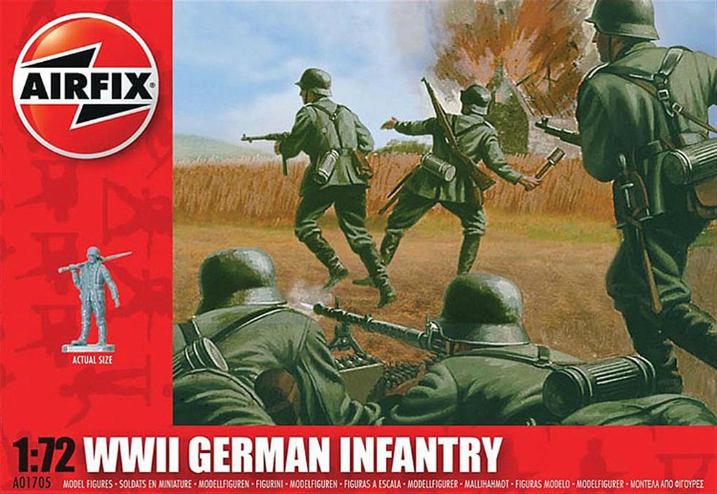 Airfix 1/72 01705 German Infantry WW2 Unpainted plastic Figures