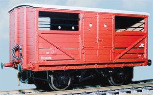A plastic kit to build a detailed model of the LNER standard design cattle wagon fitted with vacuum train brakes for service in fast goods trains and also suitable for attaching to local passenger trains for rapid service to and from local stations.Earlier wagons in this fleet were converted from 9-foot vehicles, but later ones were constructed on 10-foot chassis from the outset. All were on wooden chassis. Although cattle trade declined on the railways between the wars, many wagons lasted into the 1960s. Transfers for LNER and BR.Supplied with metal wheels and 3 link couplings.