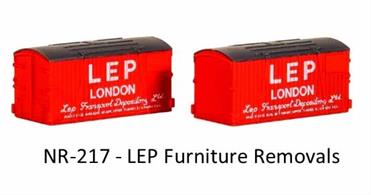 Pack of 2 LEP furniture removals containers.Furniture removal services were one of many offered by the railways of Britain. The transport of goods and materials by rail was common practice and to become more efficient the railway companies developed a method of containerisation using these types of container.